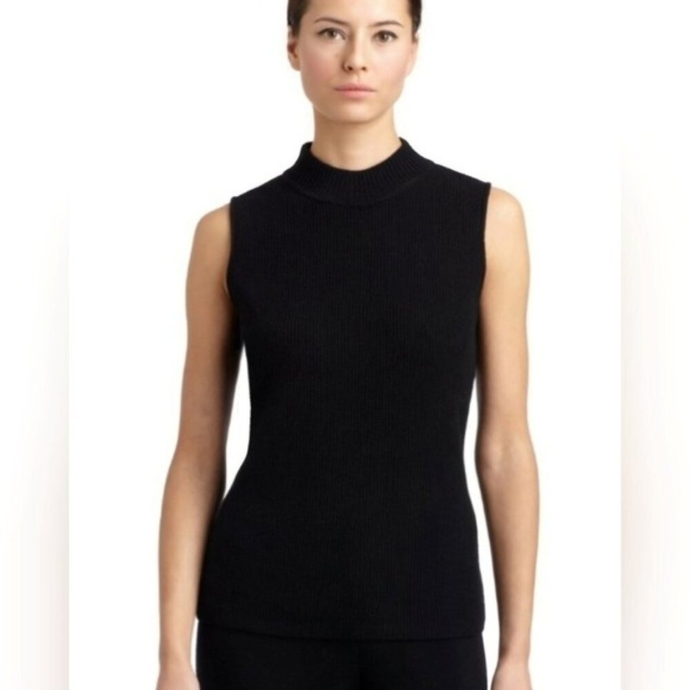 St.John Basics Vintage Black Turtleneck Sleeveless Sweater with Matching Pencil